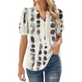 thumbnail image 1 of Womens Shirts Summer V Neck Tops Puff Short Sleeve T Shirt Pleated Floral Printed Tunic Blouse Shirts Womens Tops, 1 of 7