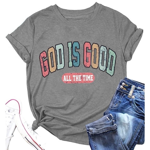 Womens Shirts Tops Crew Neck Solid Color Short Sleeve with Floral Print Ladies Clothing,Light Gray,M