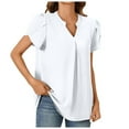 thumbnail image 1 of Womens Shirts Tops Dressy Chiffon Petal Short Sleeve V Neck Tunic Leggings Womens Golf Shirt, 1 of 4