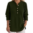 thumbnail image 1 of Womens Shirts Tops Long Sleeve Corduroy Oversized Casual Button Up Tunic Sweat Loose Side Split Pullover Women Tees Blouses Green 3XL, 1 of 5
