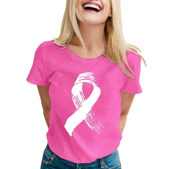 Womens Shirts Tops V Neck Breast Cancer Awareness Soft Comfortable Womens Golf Shirt,Hot Pink,L