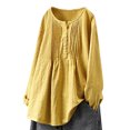 thumbnail image 1 of Womens Shirts Tshirts Long Sleeve Womens Workout Tops Fall Solid Fold Crewneck Button Cute Tee Shirts Yellow XL, 1 of 7