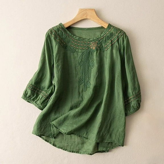 Womens Shirts Women's Fashionable Casual Solid Color Cotton and Linen Top Shirt T Shirt Fashion Clothing
