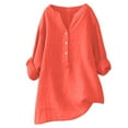 thumbnail image 1 of Womens Shirts Womens Dressy Tops and Blouses Women'S Solid Color Loose Plus Size Long Texture Dress Shirt, 1 of 4