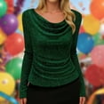 thumbnail image 1 of Womens Shirts Womens Sequin Top Long Sleeve Dark Green Sparkly Shirt Shiny Top Ladies Shirts Holiday Tops, 1 of 8