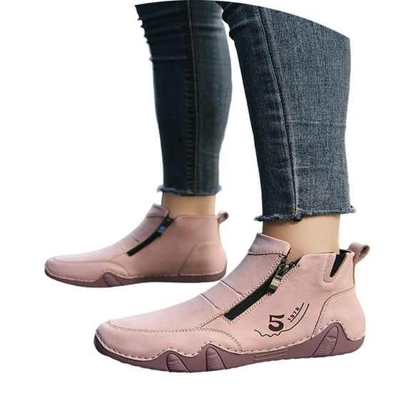 Womens Shoes,Ankle Boots Comfortable Flat Heel for Winter Daily Wear Warm Ankle Boots for Jeans Outfits,Shoes for Women,Pink,6.5