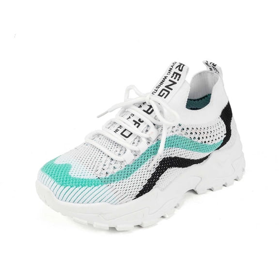 Womens Shoes,Breathable Casual Sneakers Lightweight Comfortable Walking Shoes For Everyday Wear With Elastic Closure Flat Heel Design,Shoes for Women,Green,9.5