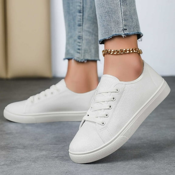 Womens Shoes,Canvas Sneakers Fashionable Lace Up Flat Breathable Unisex Comfortable Women Canvas Sneakers for Everyday Use,Shoes for Women,Z02 White,6