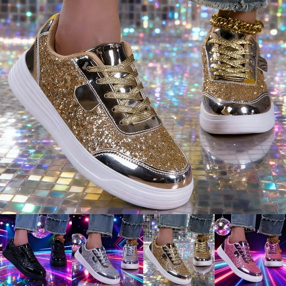 Womens Shoes Carnival Casual Platform Sneakers Round Toe Lace Up Solid Color Walking Shoes