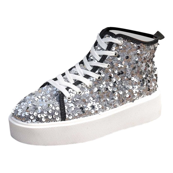 Womens Shoes,Carnival Sneakers Summer Fashion for Plus Sizes Sequined Thick Sole Carnival Sneakers for European Style,Shoes for Women,Silver,9