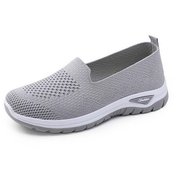 Womens Shoes,Casual Shoes Breathable Mesh for Large Size Wear Soft Soled Casual Shoes for Lightweight Mom,Shoes for Women,Grey,7