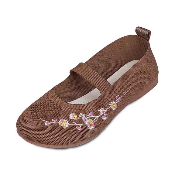 Womens Shoes,Casual Shoes Embroidered Breathable for Daily Wear Mesh Design Casual Shoes for Jeans Style,Shoes for Women,Coffee,7