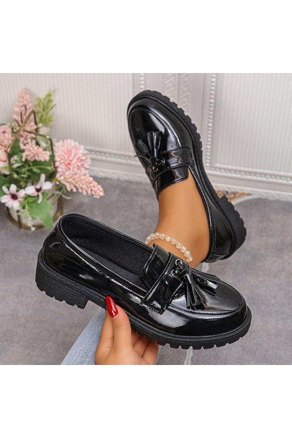 Womens Shoes,Casual Shoes Fashion Solid Color Fringe Leather Temperament Shoes for Style,Shoes for Women,Z06 Black,7.5