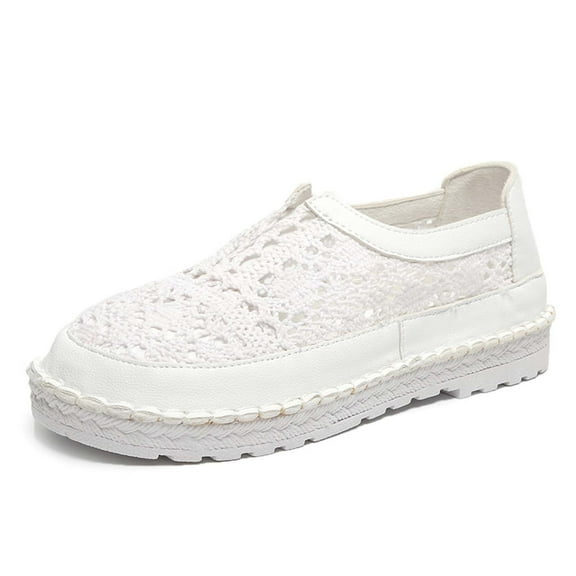 Womens Shoes,Casual Shoes Hollow Lace Mesh for Fashion Wear Breathable Casual Shoes for Everyday Style,Shoes for Women,White,7