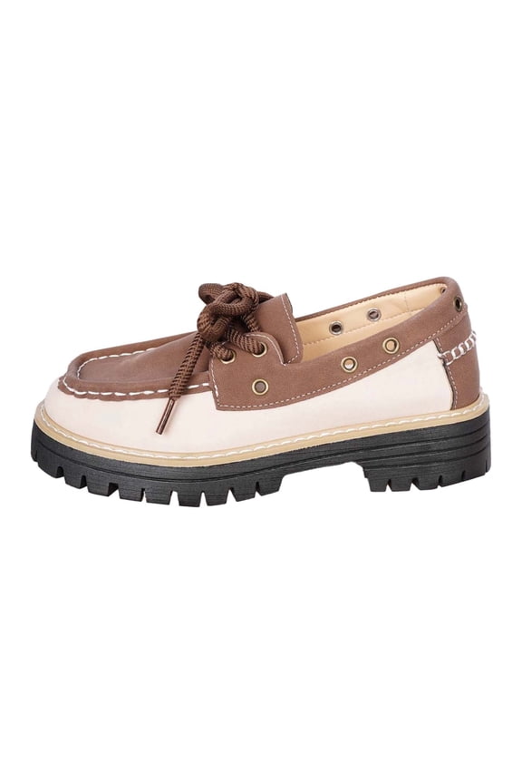 Womens Shoes,Casual Shoes Low Top Lace Up Two Tone Color Design Comfortable Daily Walking Footwear Lightweight Sneakers for All Day,Shoes for Women,Brown,5.5