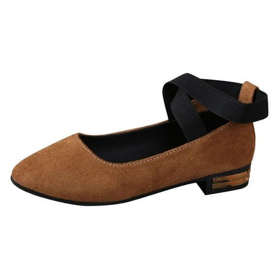 Womens Shoes,Casual Shoes Stylish On for Work Dates Leisure Elastic Bands Casual Shoes for Block Heels,Shoes for Women,Brown,8