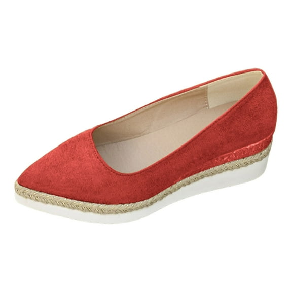 Womens Shoes,Casual Shoes Stylish Suede Wedge for Everyday Wear Pointed Toe Casual Shoes for Espadrille Style,Shoes for Women,Red,6.5