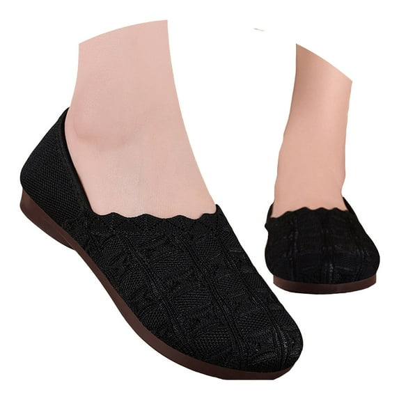 Womens Shoes,Comfort Cloth Shoes Easy-On Slip On Design Breathable Soft Sole Non Slip for Spring Walking and Leisure,Shoes for Women,Black,5.5