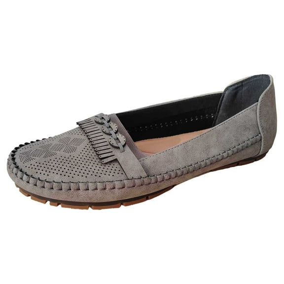 Womens Shoes,Driving Loafers Comfortable Soft Sole for Casual Wear Leather Tassel Driving Loafers for Fashion Footwear,Shoes for Women,Grey,6.5