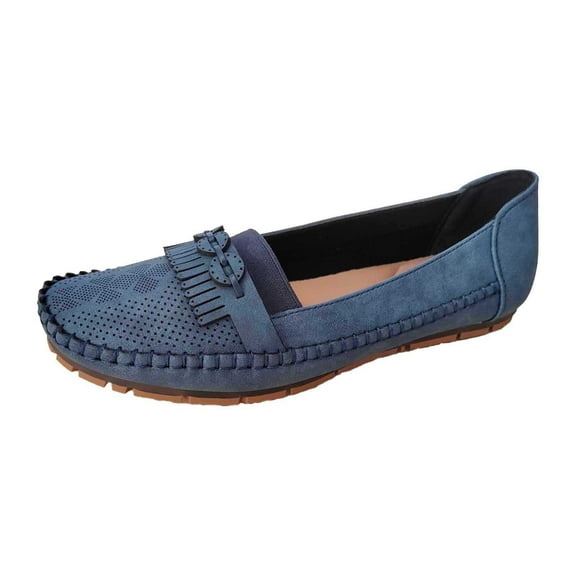 Womens Shoes,Driving Loafers Comfortable Soft Sole for Casual Wear Leather Tassel Driving Loafers for Fashion Footwear,Shoes for Women,Navy,8