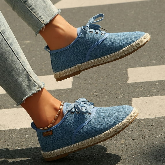 Womens Shoes,Espadrilles Hollow Platform Solid Color Breathable Casual Espadrilles for Summer Wear,Womens Running Shoes,Z04 Blue,6