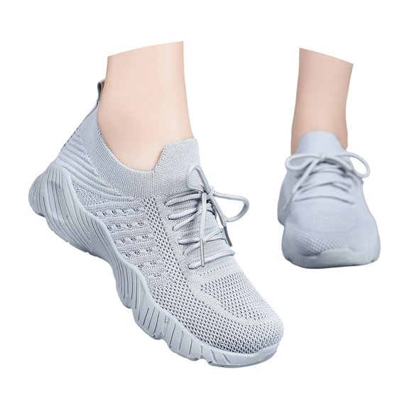 Womens Shoes,Fashion Platform Sole Comfortable Walking Sneakers Slip On Loafers Lightweight Everyday Wear Fashion Footwear,Shoes for Women,Grey,8