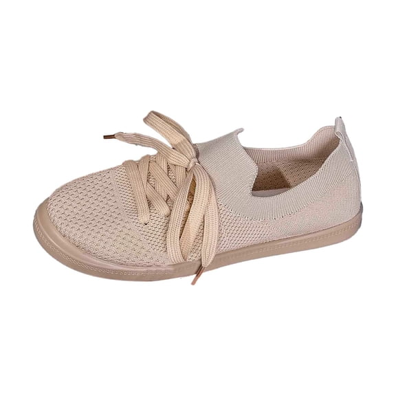Womens Shoes,Fashion Sneakers Breathable Mesh Lace Up for Daily Wear Flat Fashion Sneakers for Comfort Walking,Shoes for Women,Beige,6.5