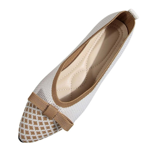 Womens Shoes,Flat Shoes Comfortable Bow Design for Trendy Styles Mesh Upper Flat Shoes for Fashion Wear,Shoes for Women,White,8