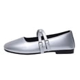 thumbnail image 1 of Womens Shoes,Glossy Flat Casual Shoes Square Toe Slip On Loafers Shallow Opening Breathable Lightweight Comfort Everyday Wear Fashion Footwear,Shoes for Women,Silver,6, 1 of 9