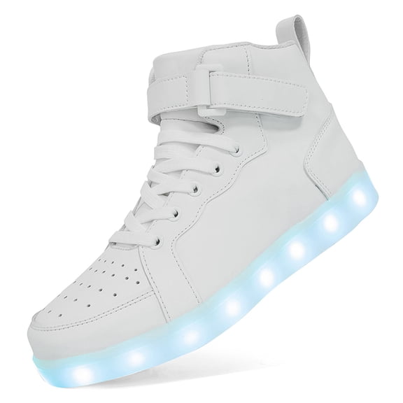 Womens Shoes,LED Light Shoes Unisex High Top Sneakers Flashing Design USB Charging LED Light Shoes for Night Running,Shoes for Women,White,12