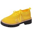 thumbnail image 1 of Womens Shoes,Lace Up Casual Sneakers Breathable Platform Shoes Fashion Athletic Flat Walking Footwear Lightweight Comfortable Everyday Wear,Shoes for Women,Yellow,7, 1 of 9