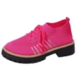 thumbnail image 1 of Womens Shoes,Lace Up Casual Sneakers Breathable Platform Shoes Fashion Athletic Flat Walking Footwear Lightweight Comfortable Everyday Wear,Shoes for Women,Hot Pink,6.5, 1 of 9