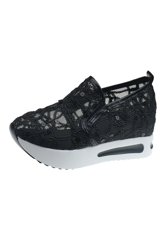 Womens Shoes Ladies Fashion Breathable Knitted Mesh Pointed Flat Bottomed Casual Single Shoes