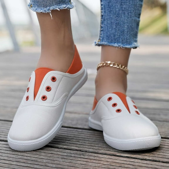 Womens Shoes,Loafers Comfortable Flat Breathable Fabric Lightweight Loafers for Walking,Shoes for Women,Z02 Orange,10