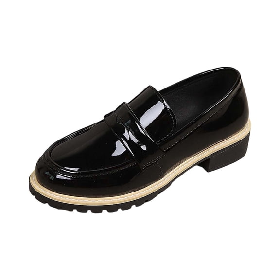 Womens Shoes,Loafers Lofty Sole Classic British Design Clean Solid Color Casual Dress Shoes All Day Comfort Slip On Fashion Footwear,Shoes for Women,Black,6