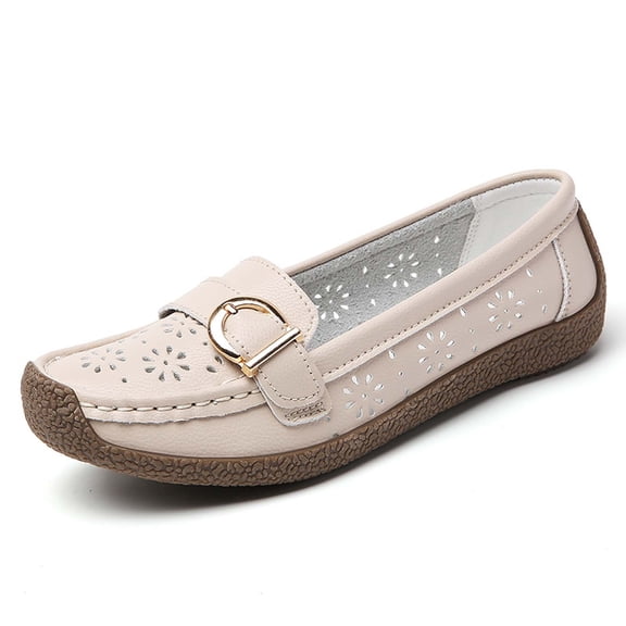 Womens Shoes,Loafers Soft Bottom Comfortable for Casual Wear Hollow Out Design Loafers for Everyday Style,Shoes for Women,Beige,7