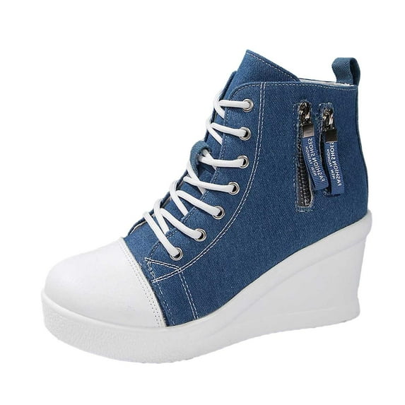 Womens Shoes,Platform Sneakers Fashion Lace Up for Everyday Walking Comfortable Platform Sneakers for Side Zipper,Shoes for Women,Sky Blue,9