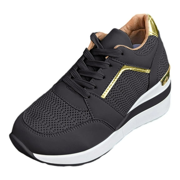 Womens Shoes,Sneakers Stylish Lace Up Heel Travel Years Round Women Sneakers for Adventure Wear,Shoes for Women,Z02 Black,7.5