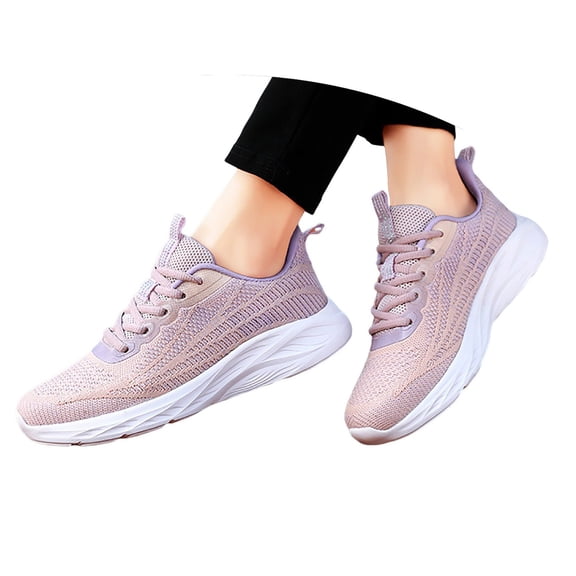 Womens Shoes,Sneakers For Walking Running Gym Casual Wear Breathable Knit Mesh Lightweight Low Heel Athletic Shoes Comfortable Daily Workout,Shoes for Women,Purple,6
