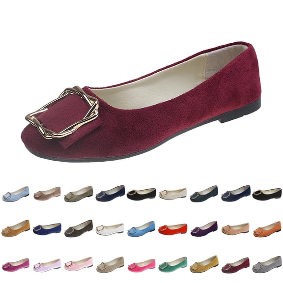 Womens Shoes Solid Color Comfort Slip-Ons Flat Work Shoes Casual Lady Dress Shoes Multi-Color Plus Size Cloth Shoes for Women