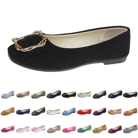Womens Shoes Solid Color Comfort Slip-Ons Flat Work Shoes Casual Lady Dress Shoes Multi-Color Plus Size Cloth Shoes for Women