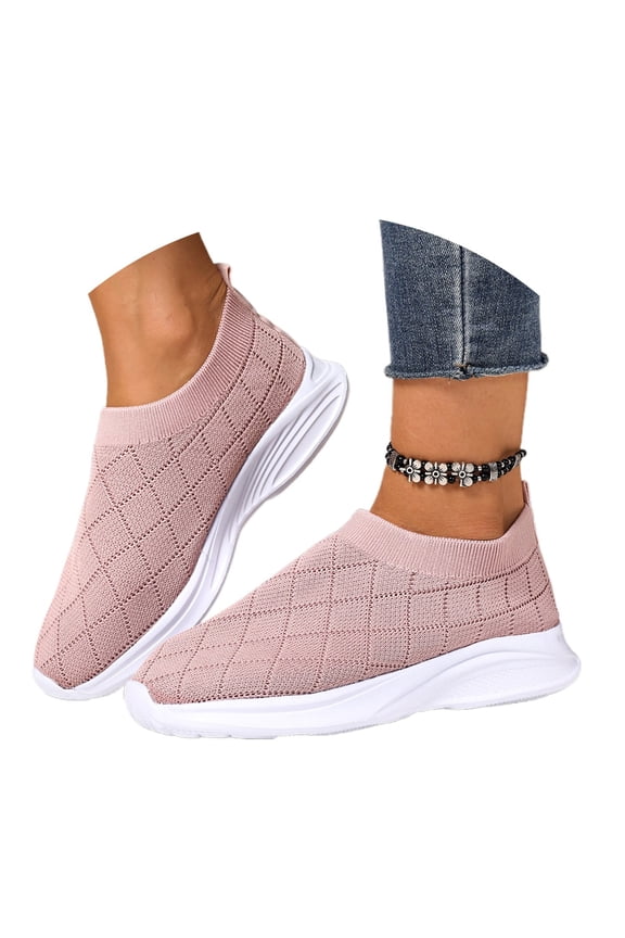 Womens Shoes,Walking Sneakers Breathable Knit for Everyday Wear Platform Walking Sneakers for Lightweight Comfort,Shoes for Women,Pink,9
