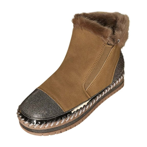 Womens Shoes,Warm Shoes Autumn Winter Lined for Comfortable Walking Thick Sole Warm Shoes for Mesh Rhinestone,Shoes for Women,Brown,6