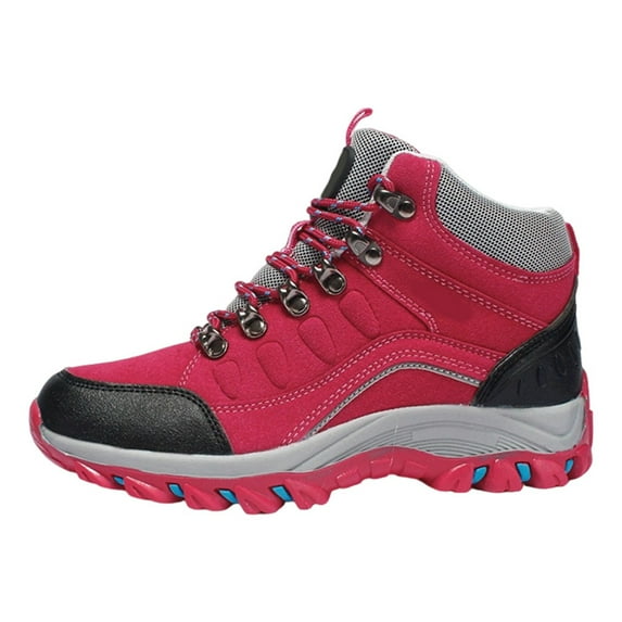 Womens Shoes,Winter High Top Outdoor Sneakers Hiking Shoes For Walking Travel Mountaineering Non Comfortable Warm Cold Weather,Shoes for Women,Red,6.5