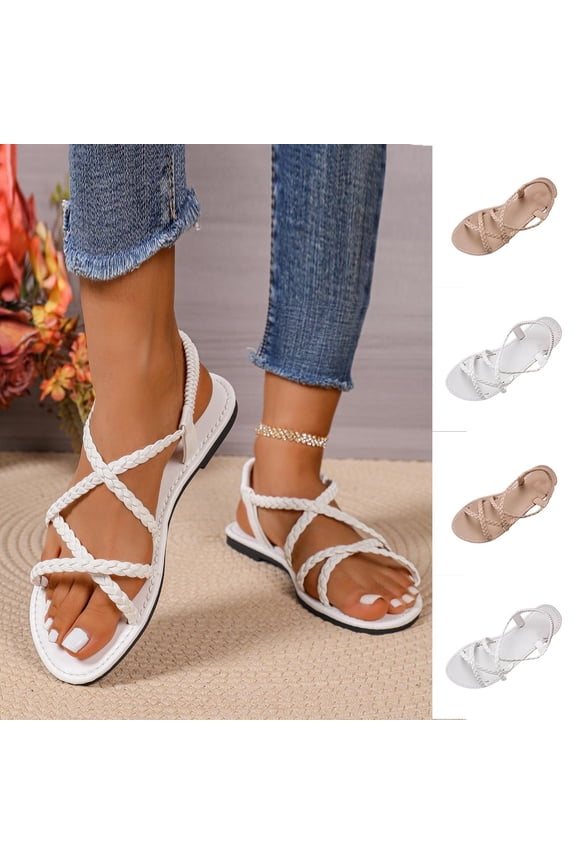 Womens Shoes Women's Fashion Casual Summer Style Solid Color Sand Thick Bottom-Strap -Open Toe Beach Sandals White 37