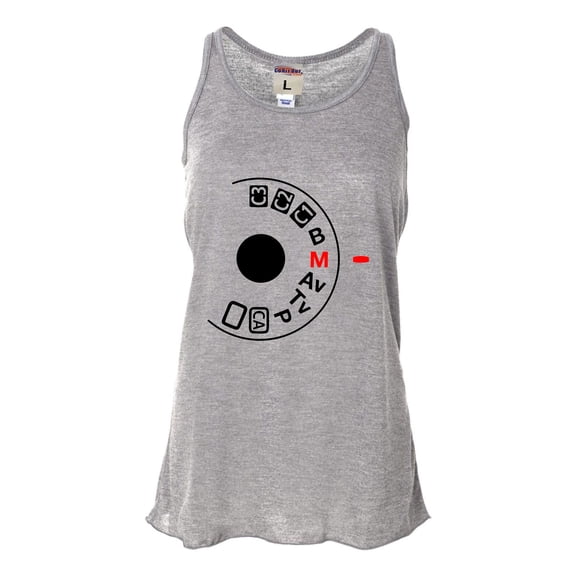 Womens Shoot Manual Camera Buff Photography Lovers Flowy Racerback Tank Top T-Shirt