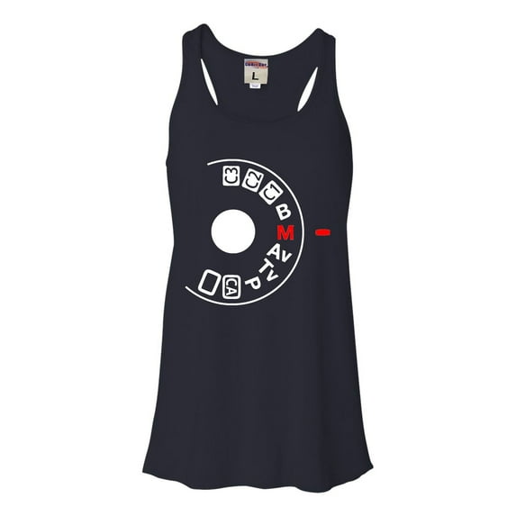 Womens Shoot Manual Camera Buff Photography Lovers Flowy Racerback Tank Top T-Shirt
