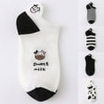 thumbnail image 1 of Womens Short Boot Socks Fuzzy Ankle Cow Print Cute Japanese Style Design, 1 of 5