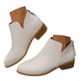 thumbnail image 1 of Womens Short Dress Boots Winter Fall Trendy Solid Leather Pointed Toe Low Heel Zipper Ankle Booties, 1 of 6