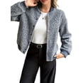 thumbnail image 1 of Womens Short Faux Fur Shearling Jacket Fall Winter Full Zip with Pockets Coats with Pocket Gray S, 1 of 8